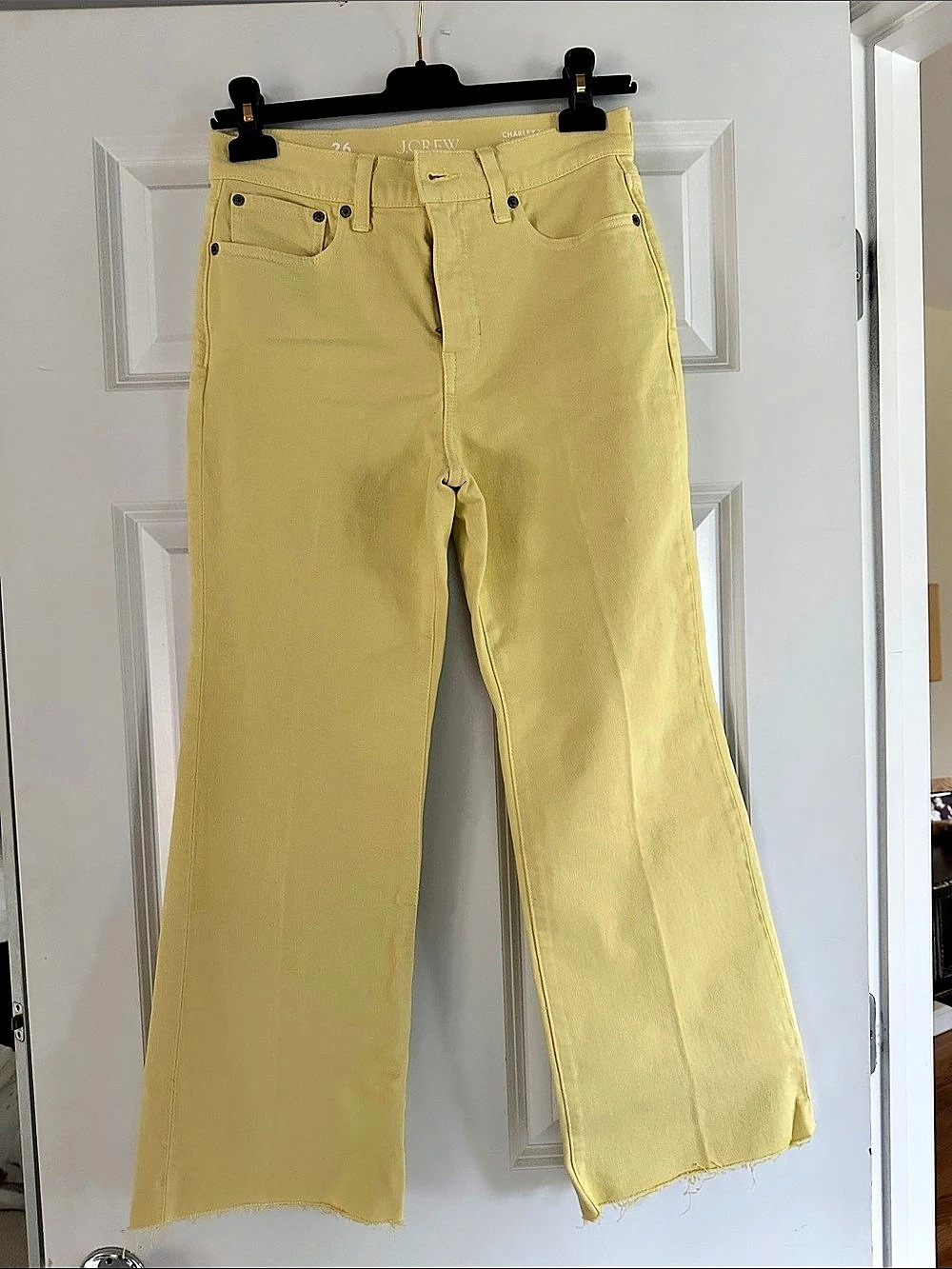 J.Crew Charley Kickout Cropped Jean in Semi-Stretch Yellow Waist 26